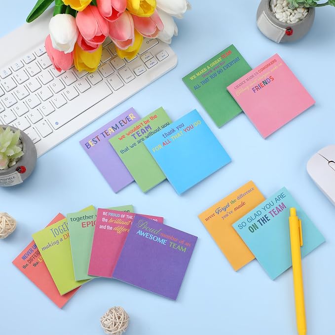 Yinder 24 Pcs Inspirational Sticky Notes, Back to School Supplies, Cute Motivational Sticky Notes Pad Employee Appreciation Gifts Bulk for Teacher Coworker Office 3 x 3'' (Thank You,Bright)