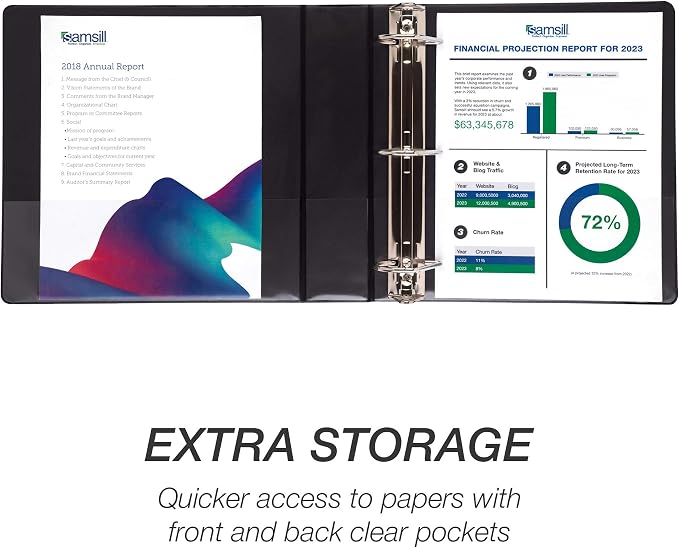 Samsill Durable 2 inch 3 Ring Binder, D Ring Binder, 100% Recycled Chipboard, Black, Pallet of 384 Binders in 32 Cartons