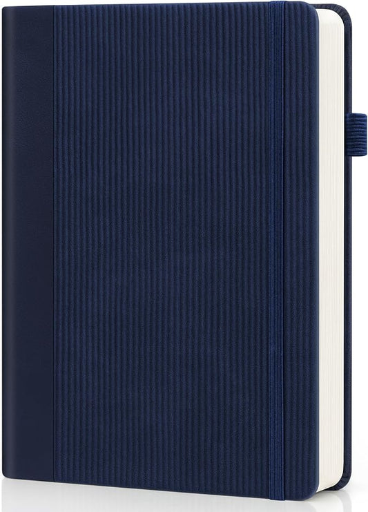 Lined Journal Notebook, A5 Vegan Leather College Ruled Notebook for Women Men, Daily Journaling Notebook 192 Pages for Work, School, Business, Travel, Note Taking(Dark Blue)