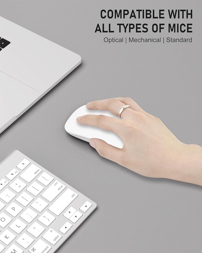 Desk Pad, 23.6" x 13.8" PU Leather Non-Slip Desk Mat Large Mouse Pad for Desktop, Waterproof Laptop Computer Writing Mat for Office, Home, Work, Gaming, Silver