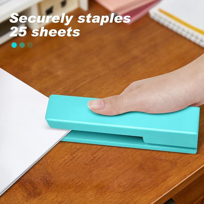 Office Desktop Stapler - 25 Sheet Capacity with 830 Staples and Staple Remover,Staplers for Desk,Non-Slip for School, Home, Green