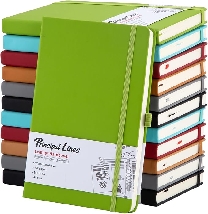 12 Pack Lined Journal Notebook - A5 Hardcover Notebooks 192 Pages, 100 GSM Thick Paper Journal, 8.3 x 5.7 inches, Journals for Writing, School Supplies, Office Supplies