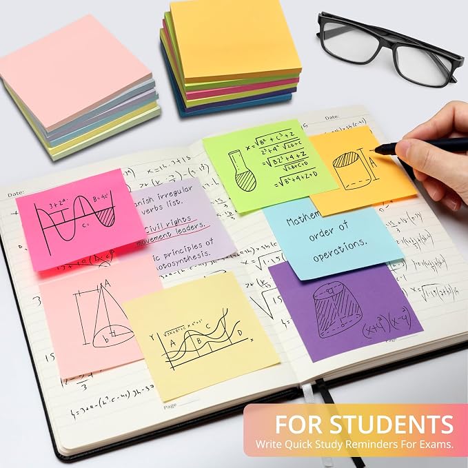 Taja Sticky Notes, 36 Pads, 3x3 Inches Self-Stick Note Pads, Perfect for Office, Study, and Daily Life Organization - Bright