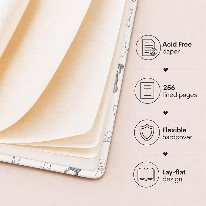 WORLD TRAVELER Eccolo A5 Hardbound Journal Notebook 256 Ivory Lined Pages | Sturdy Flexible Hardcover, 80GSM Acid-Free Ivory Pages, Smyth-Sewn Lay-Flat Binding, Ribbon Bookmark