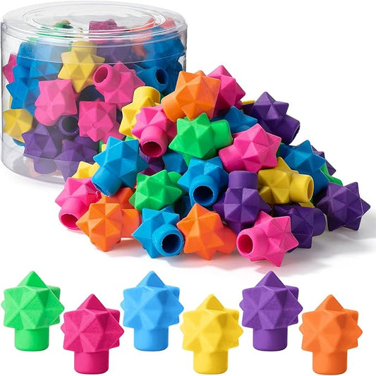 Mr. Pen- Pencil Top Erasers, 48 Pack, Vibrant Colors, Latex-Free | No-Smudge Cap Pencil Erasers for Precise Erasing, Kids, Teachers, Studying Supplies