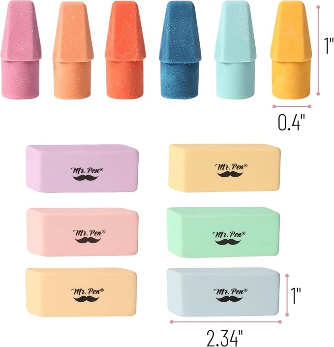 Mr. Pen- School Eraser Combination Set, 66 Pack, Colorful | Latex Free Erasers for School, Office, Art Sketching, Homework, Exams, Clean Smudge-Free Correction