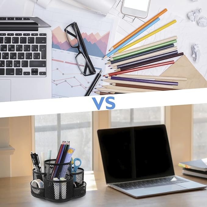 360 Rotatable Metal Mesh Desktop Pen Holder Pencil Holder Pencil Organizer Stationery Organizer Pen Pot Makeup Brush Organizer for Home School Office (Pink)