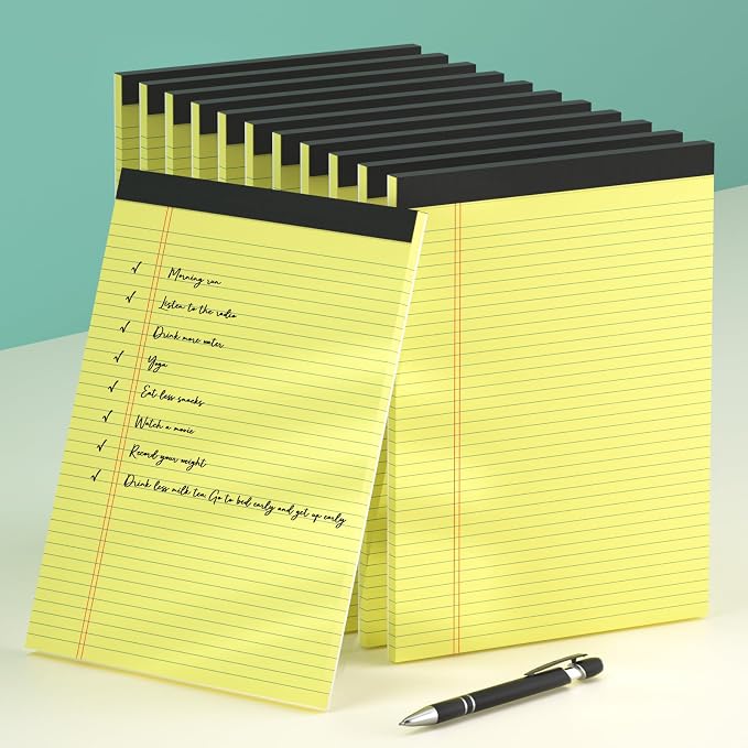 Yellow Legal Pads 8.5 x 11 College Ruled - 12 Pack Yellow Paper Tablets 8 1/2 x 11 Note Pads - Perforated Yellow Pads 8.5 x 11 Double-Size Printing Notepad 30 Sheets Each Note Pad for Office School
