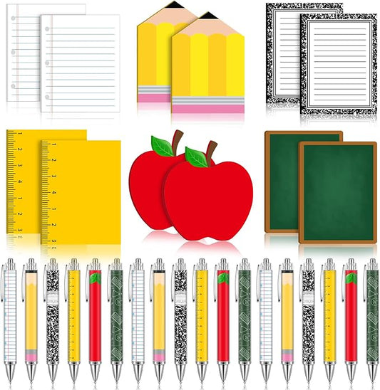 Eaasty 24 Pcs Back to School Teacher Gifts Bulk Cute Composition Notepads and Ballpoint Pens with Ribbon Inspirational Thank You Gifts for Teacher, Student, Staff, Coworker