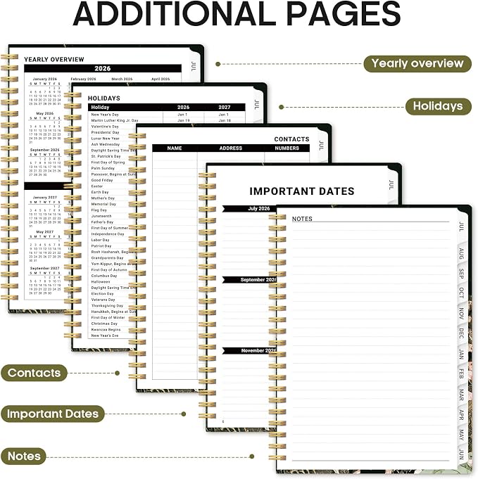 Planner 2026-2027, Academic Year Monthly and Weekly Calendar Planner, Jul 2026 - Jun 2027, Hardcover Teacher Student Planning Agenda book with Tabs, Perfect for School Office Supplies, 6.3" x 8.5" - Wildwood Fox