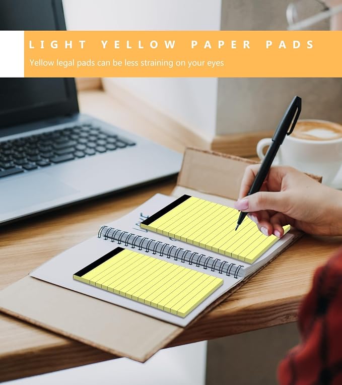12 Pack Notepads 3x5, Perforated Yellow Memo Pads, 30 Sheets | Thick Paper, Ink Bleed Resistant, Smooth Writing Durable Cardboard Back, Easy Tear-Off,Perforated Pages, Compact Size