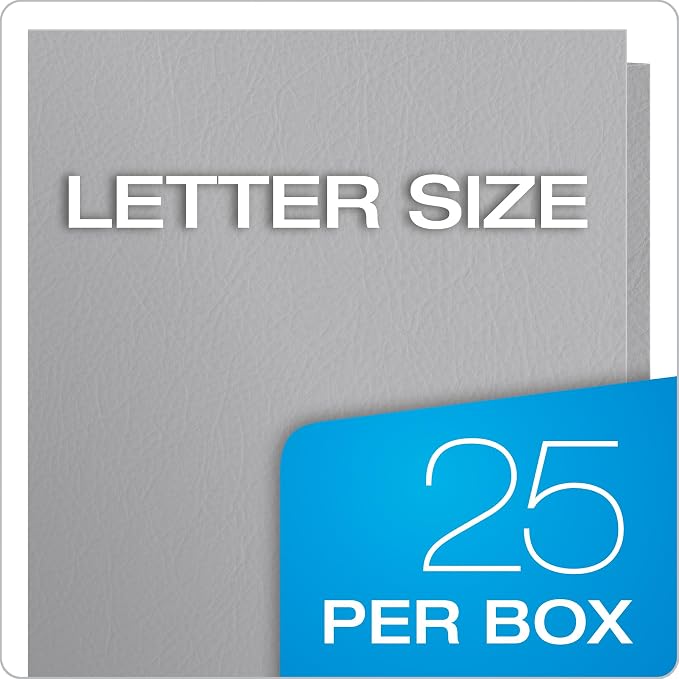 Oxford Twin-Pocket Folders, Textured Paper, Letter Size, Gray, Holds 100 Sheets, Box of 25 (57505EE)