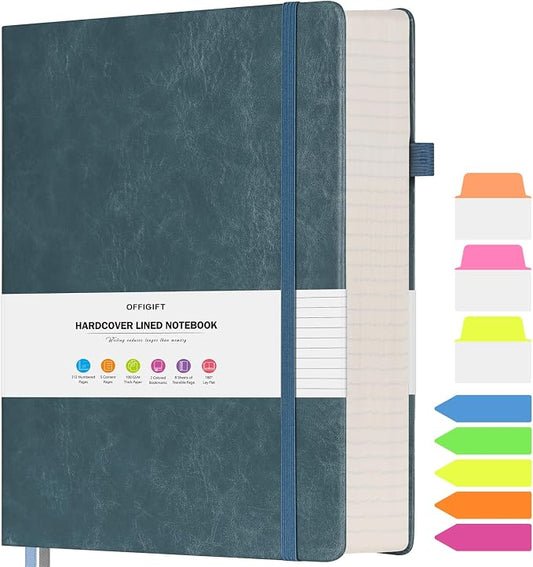 College Ruled Notebook 8.5" x 11", 312 Numbered Pages Lined Leather Journal | Extra-Thick with 2X Writing Space, 100gsm No Bleed Paper, Hardcover, Lay-Flat, for Work, School, Meeting Notes & Journaling