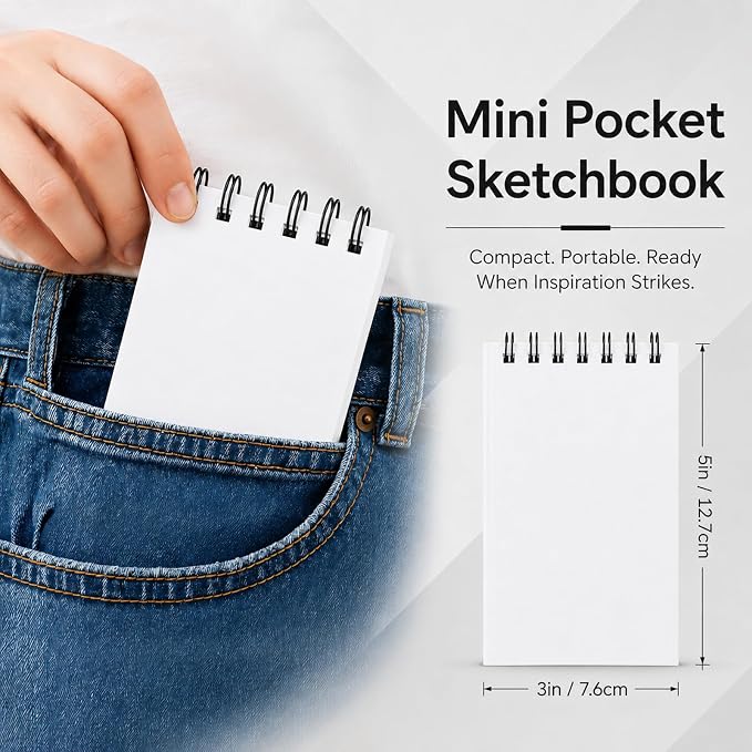 Watersay 30 Pack Small Spiral Notebook Bulk, 3x5 Pocket Notepads,White | Memo Pads, Mini Blank Sketchbook, for School Office Grocery Shopping Lists, Back to School Gift, Students Rewards, 50 Sheets
