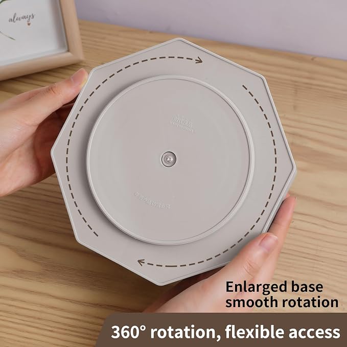 INSTOME Desktop Organizer with Pencil Holders,360°Rotating Pen Holder for Desk Organizer,9 Compartments and Makeup Brush Holders,Multifunctional Office Supplies for Home,Teachers and School (Gray)