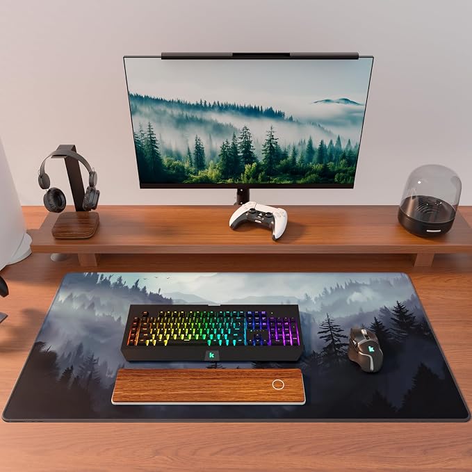 KTRIO Large Gaming Mouse Pad, Desk Mat, 31.5 x 15.7 in, Cloud Forest, XXL | Smooth Micro-Weave Surface, Artistic Pattern Design, Non-Slip Rubber Base, Durable Stitched Edges, Office & Home Use