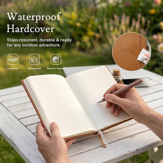 PAGELYST Lined Journal Notebook, 4 Pack Leather Journal for Women Men, 200 Numbered Pages, A5 Medium 5.7'' x 8.3'', 100 GSM Thick Paper for Journaling, Writing, Work & Office (Brown)