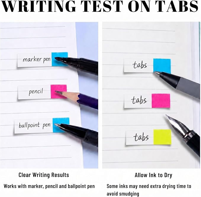 Ericter Transparent Sticky Tabs, Writable Page Markers 800 Pieces Repositionable PET Clear Book Tabs Index Tabs for Notebooks Study Office Use Adults Artists