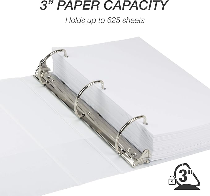 Samsill Durable 3 inch 3 Ring Binder, D Ring Binder, 100% Recycled Chipboard, White, Pallet of 288 Binders in 24 Cartons