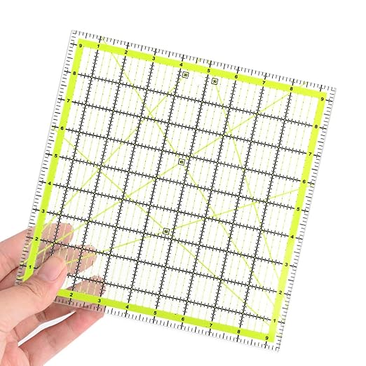 UOOU 9.5 inch Quilting Ruler, Square Quilting Rulers Fabric Cutting Ruler | Acrylic Sewing Ruler Quilters Rulers Clear Mark for Easy Precision Cutting and Crafts Quilting and Sewing