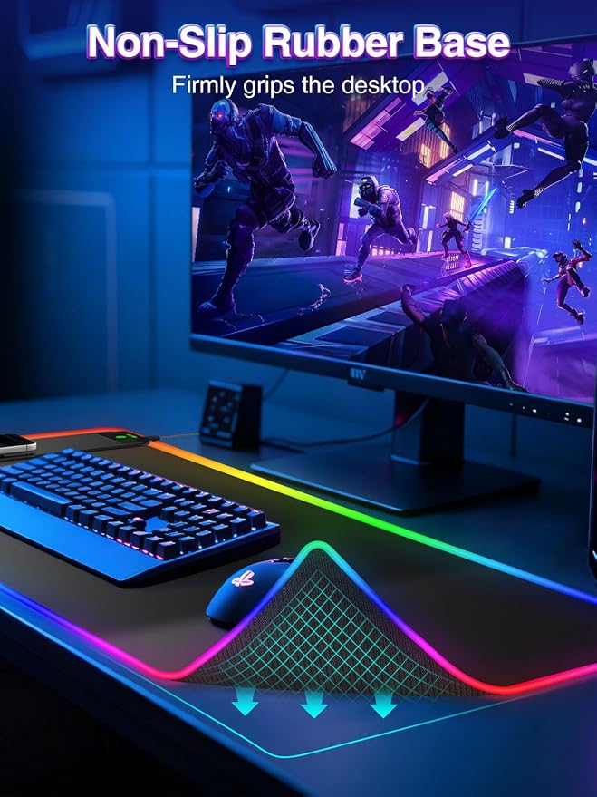 XXL RGB Gaming Mouse Pad with 15W Magnetic Wireless Charging, 31.5'' x 15.8'' Extra Large LED Mousepad, 24 Lighting Effects Desk Mat with Non-Slip Rubber Base, Waterproof Ultra-Smooth Surface