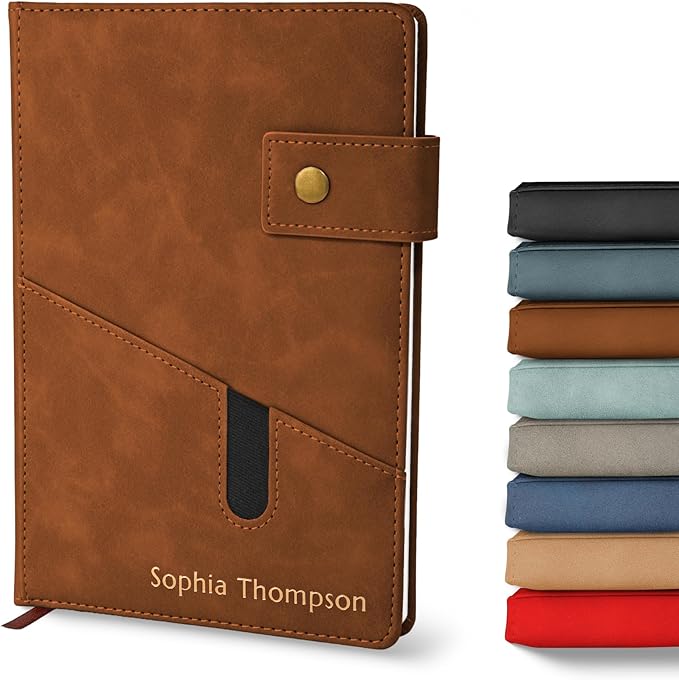 Promot Personalized Notebook - A5 Lined Leather PU Journal Notebook (Brown) | Premium Leather-Look Cover, Smooth Lined Writing Pages, Durable Everyday Design, Elegant Professional Appearance