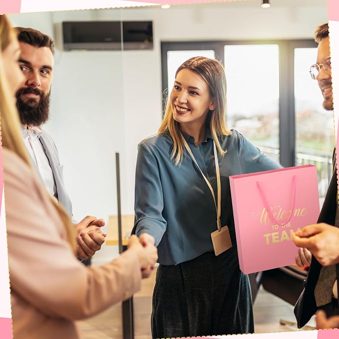 Sayglossy New Employee Welcome to The Team Gift Sets Notebook and Pen Welcome to The Team Box Employee Appreciation Gift Sets for New Office Worker(Pink)