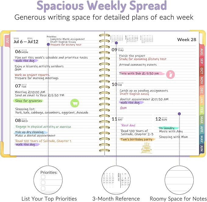 Forvencer Academic Planner 2026-2027, July 2026-June 2027 Weekly & Monthly Hardcover Calendar Planner, 8.5" X 11", Daily Agenda Book, School Office Notebook College Teacher Student Organizer A4, Navy Blue