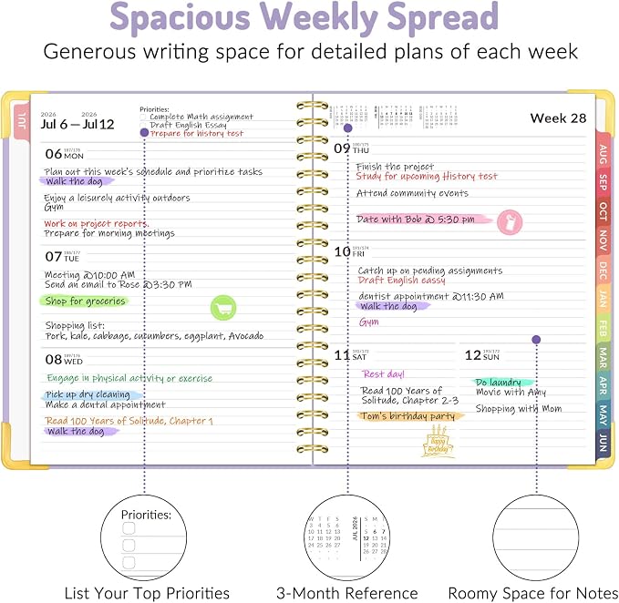Forvencer Academic Planner 2026-2027, July 2026-June 2027 Weekly & Monthly Hardcover Calendar Planner, 8.5" X 11", Daily Agenda Book, School Office Notebook College Teacher Student Organizer A4, Green