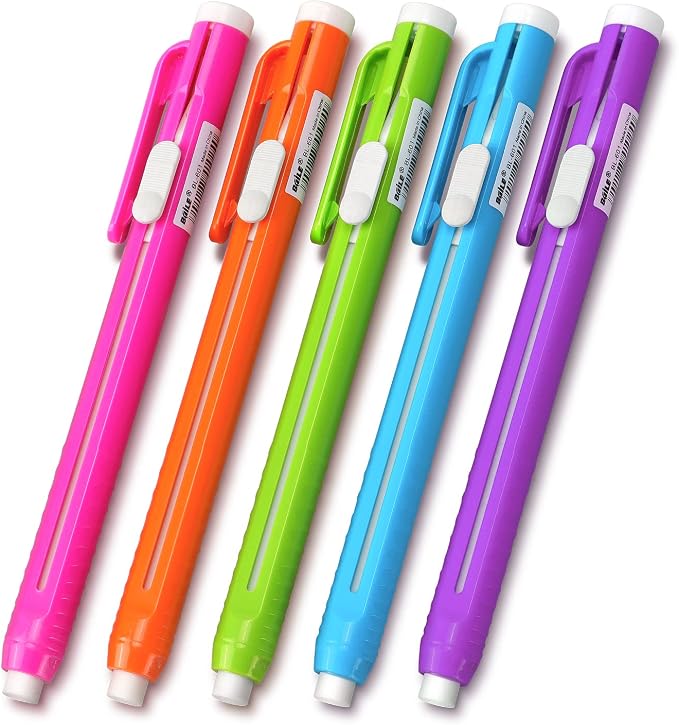 Retractable Mechanical Eraser Pen, Pen-Style Erasers, 5 Pack