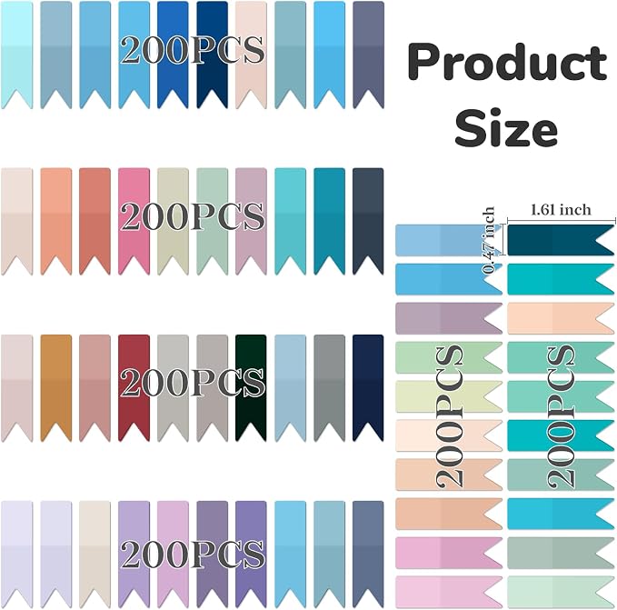 Temiary 1200 Pcs Transparent Sticky Index Tab for Bible Annotating, Vintage | Translucent Arrow Flag Tab Sticky Notes for Bookmarks Bible Tabs Notebook School Supplies