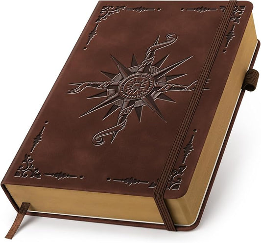 ALKALO Lined Journal Notebook for Women Men, A5 Hardcover Leather Journals for Writing, 320 Pages Thick Paper, Daily Journal Notebook for Work, School, Note Taking, Business, Travel, College Ruled