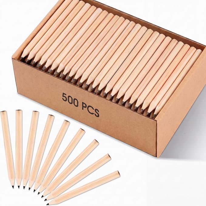 Yexiya Golf Pencils Bulk Half 2 HB 3.5 Pre Sharpened Hexagonal Yellow Wood Mini Pencils for Party Favors Kids School Classroom Office Supplies(500 Pcs)