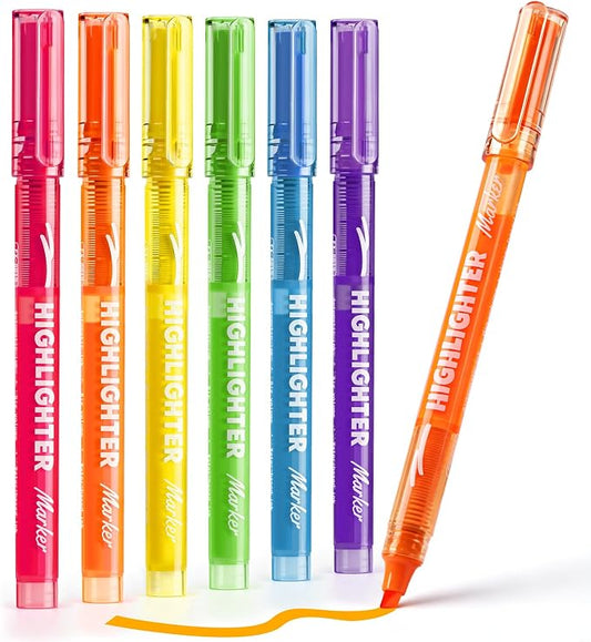 6 Pack Highlighters with Visible Ink Window, Highlighters Assorted Colors | Classic Colors Liquid Highlighter, Chisel Tip for Note Taking, School Supplies, Cute Office Supplies