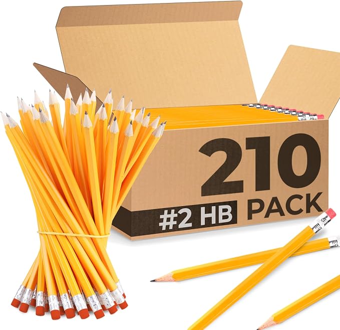Rosmonde 210 Pack Pre Sharpened Pencils #2, Pencils With Top Erasers | Bulk School & Teacher Supplies, #2 HB, Pre Sharpened for Easy Use, Easy Hold Grip, Bulk School, Classroom & Office Supplies