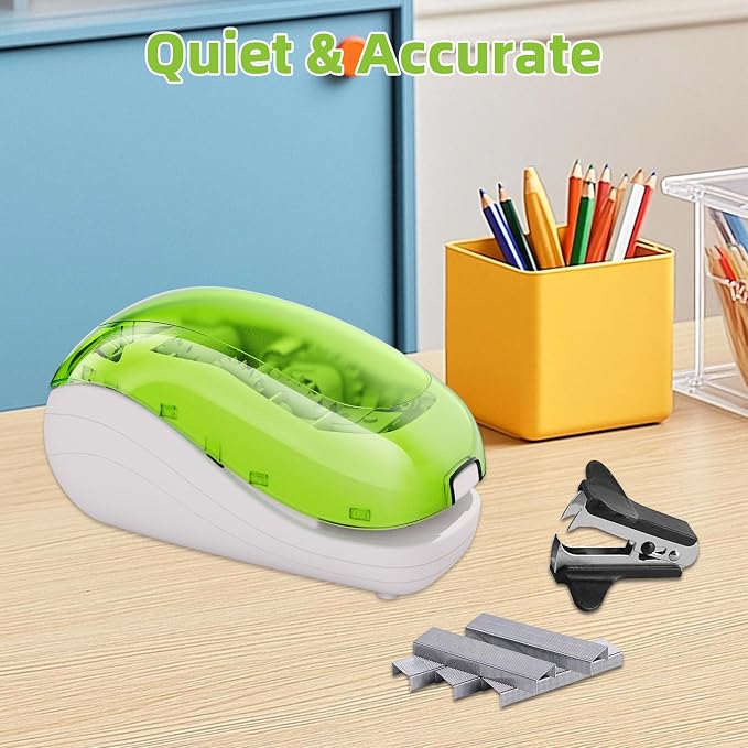 Electric Stapler，Including 2000 Staples and 1 Staple Remover, Suitable for Palm Size and high Comfort，25 Sheet Capacity, AC Adapter or Battery Powered，Battery not Included