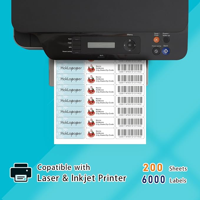 1"x2-5/8"Mailing Address Labels, 6000 Sticker Labels(200 Sheets) | Printable White Blank Labels for Laser/Inkjet Printer, Permanent Adhesive FBA Labels