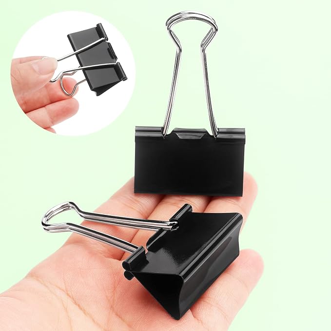 ZZTX 12 Pack Large Binder Clips 1.6 Inches Black | Paper Clamps Clips, Durable steel, Rust-resistant, Strong spring