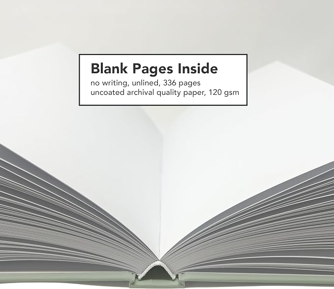 CovoBook™ Blank Hardcover | Premium Sketchbook Journal Guest Book | Photo Prop Home Decor (Sage, Size 9)