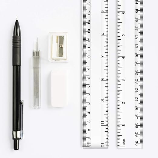 Chuangdi 20 Pcs 12 Inch Plastic Ruler Bulk for Classroom,Clear,Classic | Kids Rulers for School, Home, Office, Dual Scale Design, Lightweight School Supplies