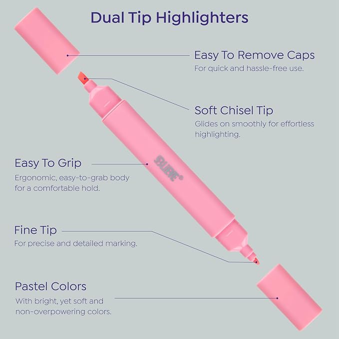 BLIEVE Bible Highlighters No Bleed, Pastel Colors, Dual Tip, 40 Pack | Aesthetic Cute Highlighters, Chisel Tip & Fine Point For Bible & Journaling