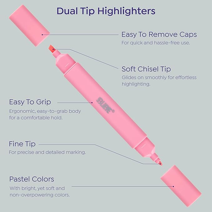 BLIEVE Bible Highlighters No Bleed Through, Pastel Colors, Dual Tip, 8 Pack | Aesthetic Cute Highlighters, Chisel Tip & Fine Point For Bible & Journaling, Back To School Supplies