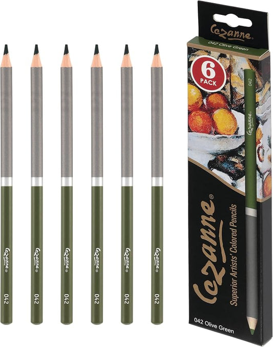 Cezanne Creative Mark Premium Colored Pencils Olive Green 6 Pack - Highly-Pigmented Drawing Pencils - Coloring Pencils for Drawing, Blending, Coloring, and More