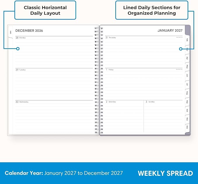 Blue Sky 2027 Weekly & Monthly Planner Calendar, 8.5"x11", Laila | January 2027 - December 2027, Clear Pocket Cover, Durable Twin Wire Binding, Laminated Tabs, Storage Pocket