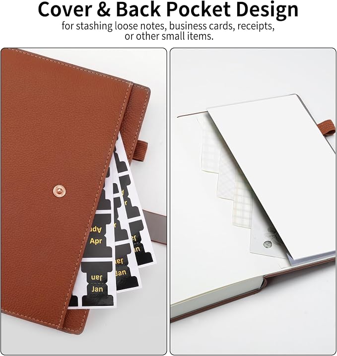 A5 Lined Journal Notebook for Women Men, Hardcover Journals for Writing, 320 Pages 100GSM Thick Paper, Daily Journal Notebook for Work, School, Note Taking, Business, Travel（Brown）