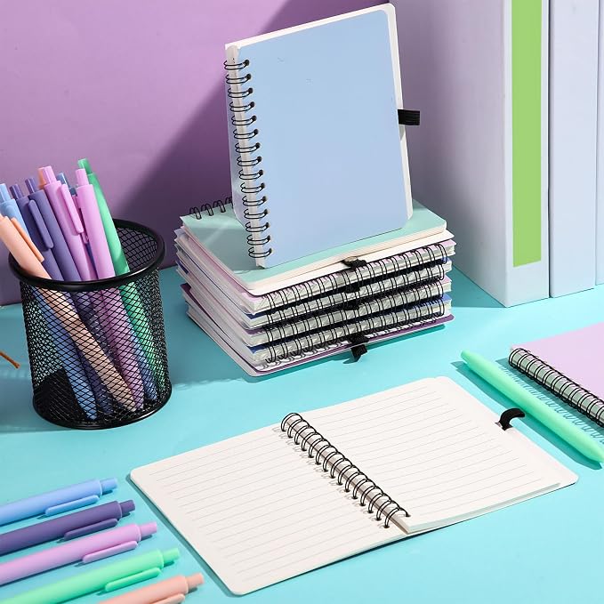 Resurhang 15 Sets Small Notebook Journal with Pen Bulk 4.5 * 5.5 Inch Pocket Size Spiral Lined Notepad for Women Men 100 Pages Notebook Employee Appreciation Gift for Work Study (Morandi)