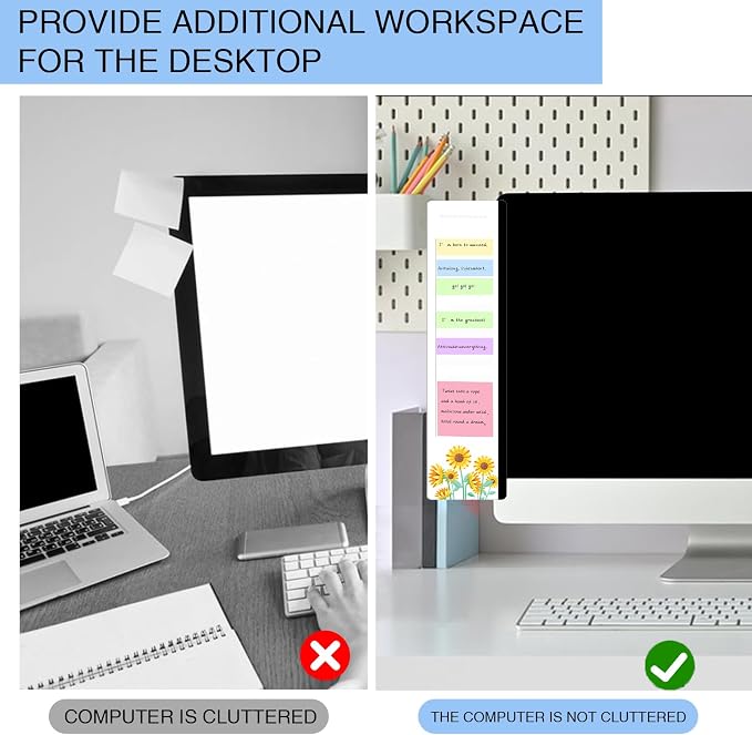 Office Desk Accessories 2pcs Multifunction Computer Monitor Memo Board - Transparent Computer Side Panel Memo Creative Monitor Side Panel Suitable for Office Home Desktop (Monitor Memo Board 7#)