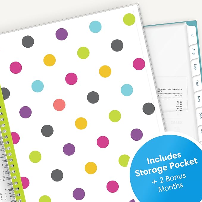 Blue Sky 2026-2027 Weekly & Monthly Academic Planner, 8.5"x11", Dots | July 2026 - June 2027, Clear Pocket Cover, Wirebound, Laminated Tabs, Storage Pocket, Academic Year, Teacher Lesson Planner