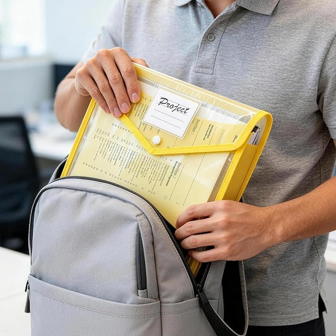 AZEN 20 Pack Plastic Expanding File Folder, Plastic Envelopes with Snap Closure for Documents, Accordion Folder Organizer for File Folder, No Dividers, Fit Letter/A4 Size