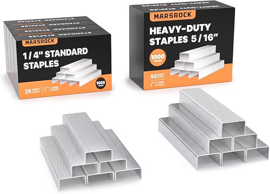 Marsrock Staples, 6000 Count Assorted Set, 4000 1/4" + 2000 5/16", Standard Office Staples for Desktop Staplers, 6 Pack